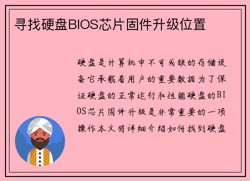 寻找硬盘BIOS芯片固件升级位置
